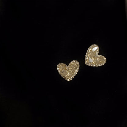 Rhinestone Heart Stud Earring