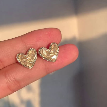 Rhinestone Heart Stud Earring