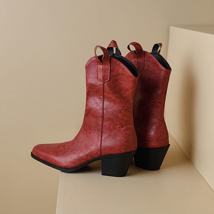Boots Chunky Mid-Calf Heel