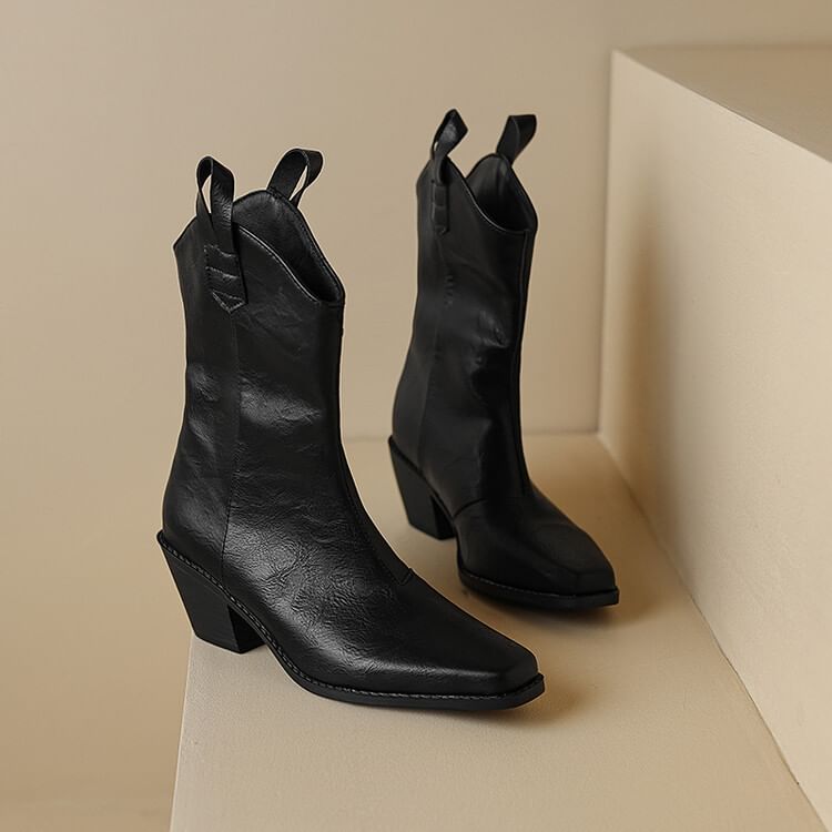 Boots Chunky Mid-Calf Heel
