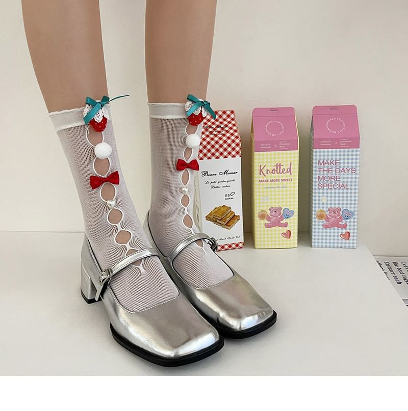 Bow Cutout Mesh Socks