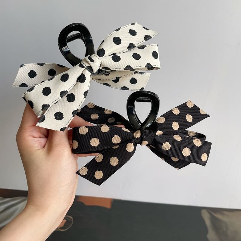 Ribbon Polka Dot Hair Claw Clip