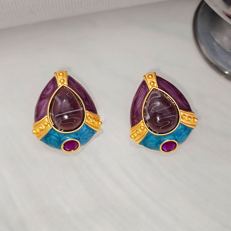 Gemstone Glazed Stud Earring