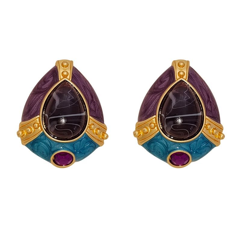 Gemstone Glazed Stud Earring