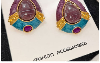 Gemstone Glazed Stud Earring