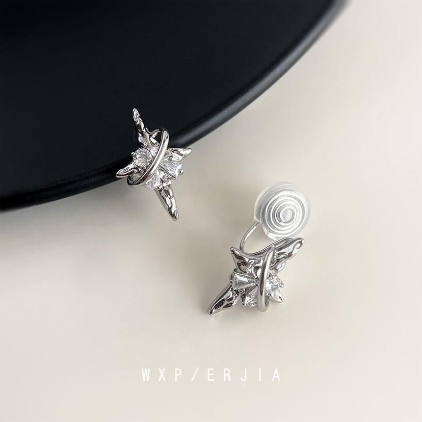 Earring Rhinestone On Clip Star