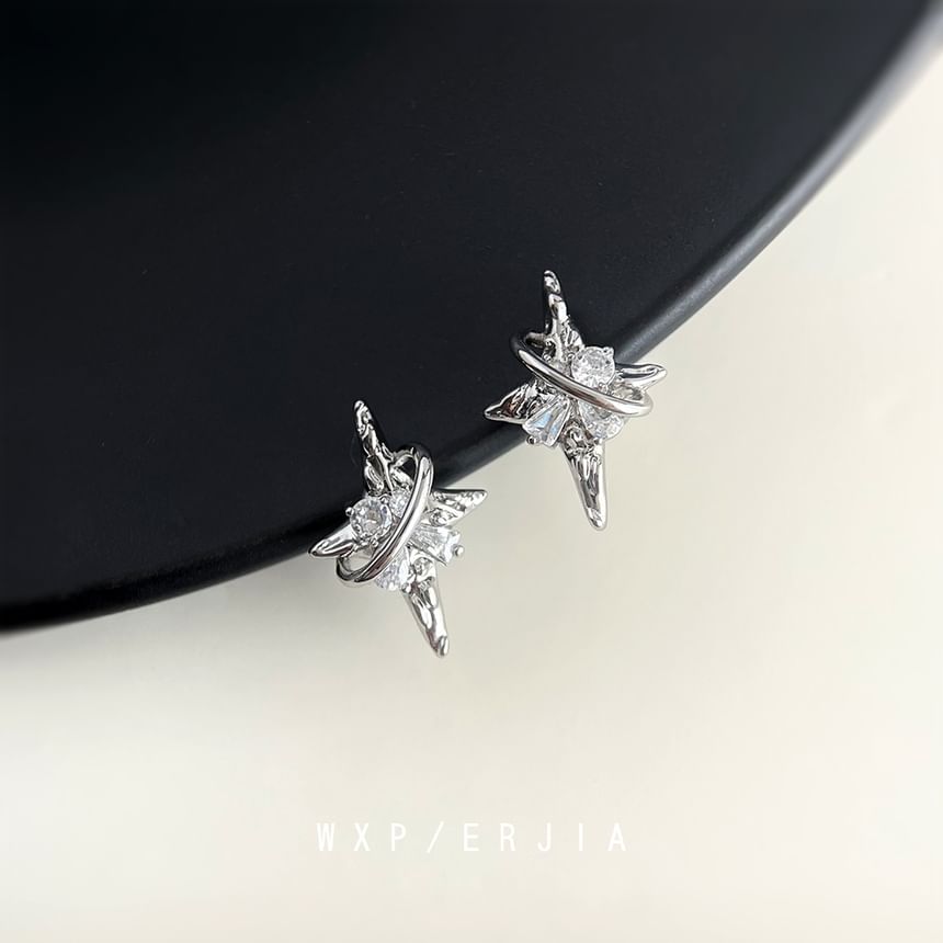 Earring Rhinestone On Clip Star