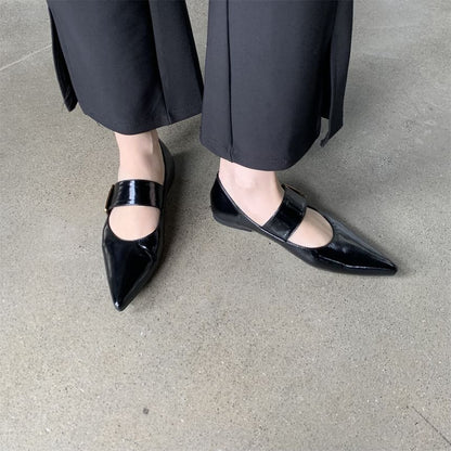 Pointed Toe Faux Leather Flats