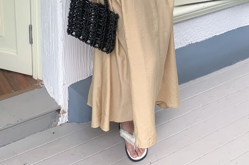 Thin Strap Solid Midi A-Line Dress