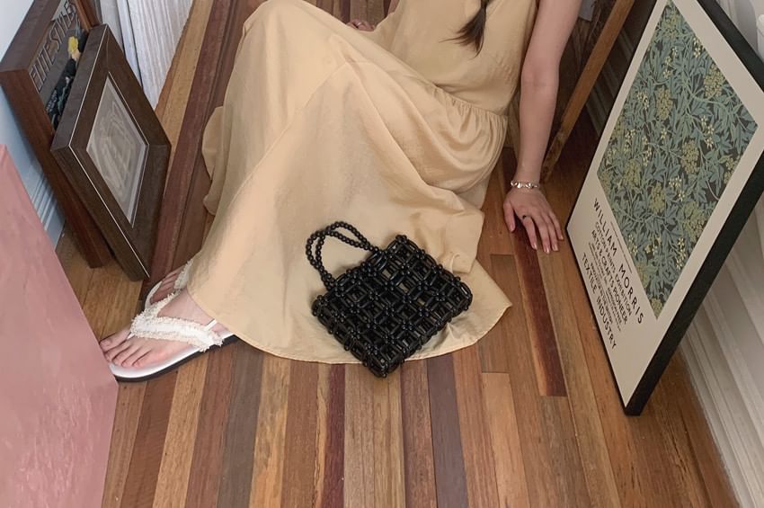 Thin Strap Solid Midi A-Line Dress