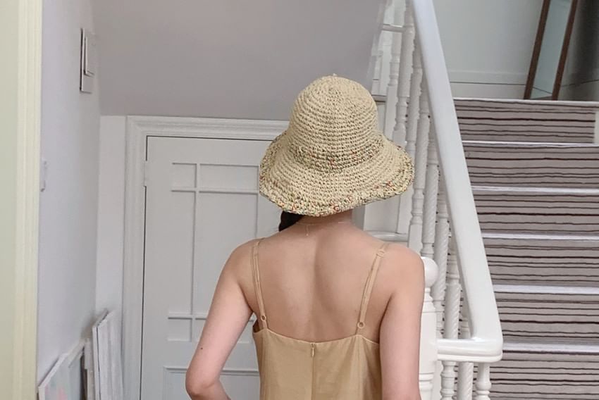 Thin Strap Solid Midi A-Line Dress