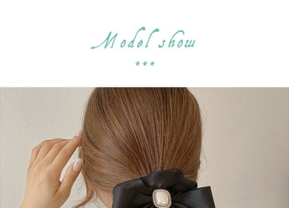 Faux Pearl Bow Accent Scrunchie