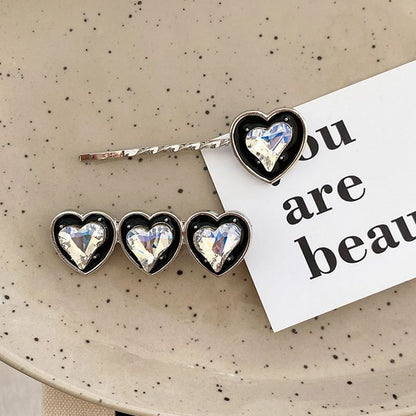 Set of 2: Heart Rhinestone Alloy Hair Clip