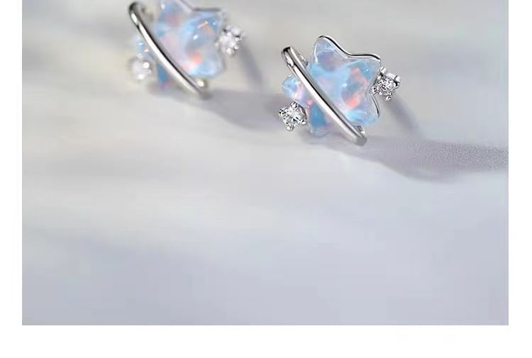 Star Resin Rhinestone S925 Sterling Silver Stud Earring