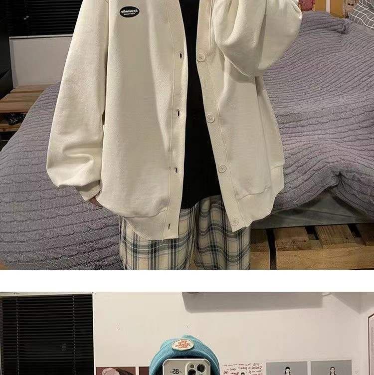 V-Neck Button Plain Jacket