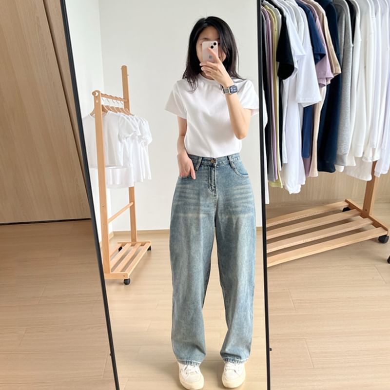 Crew T-Shirt Short-Sleeve Neck Plain