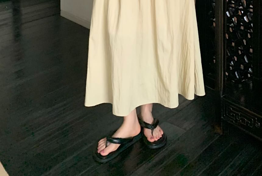 Waist A-Line Skirt Plain Maxi Elastic