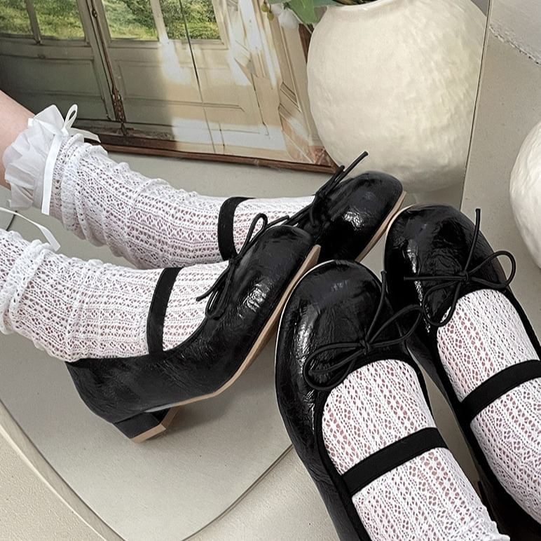 Bow Chunky Heel Mary Jane Shoes