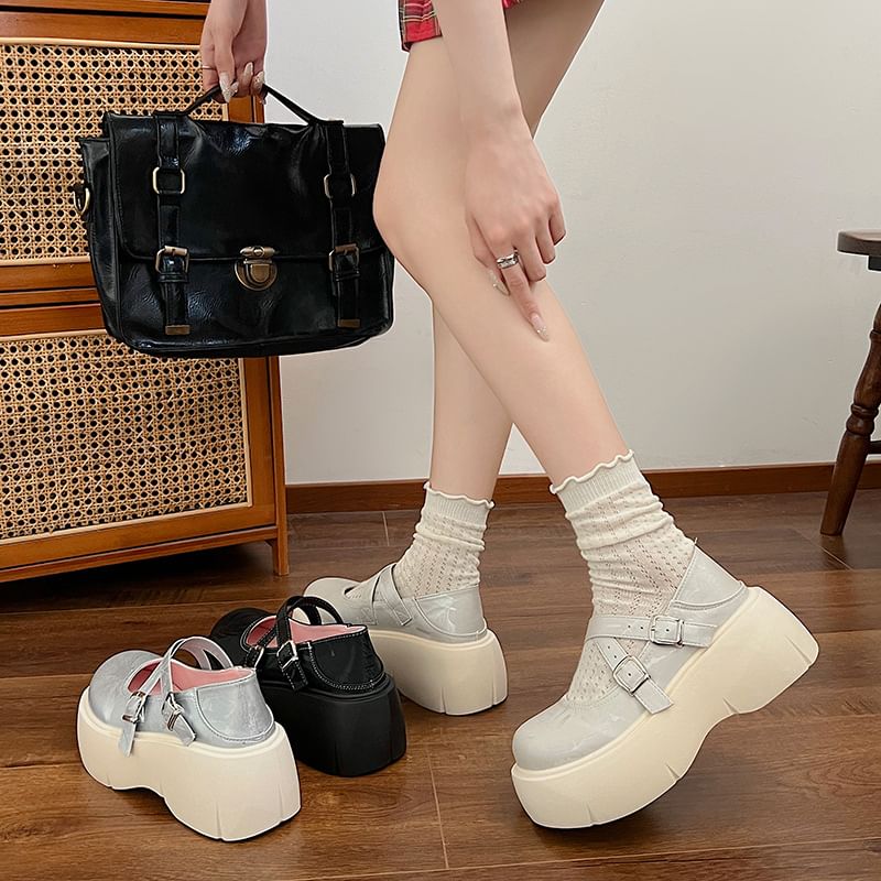 Cross Jane Strap Platform Mary Shoes