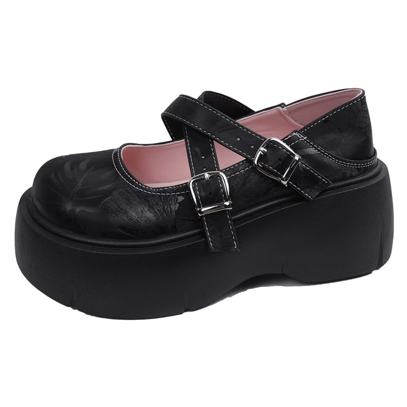 Cross Jane Strap Platform Mary Shoes