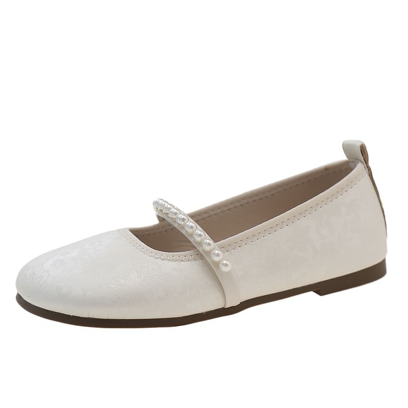 Floral Faux Pearl Mary Jane Flats