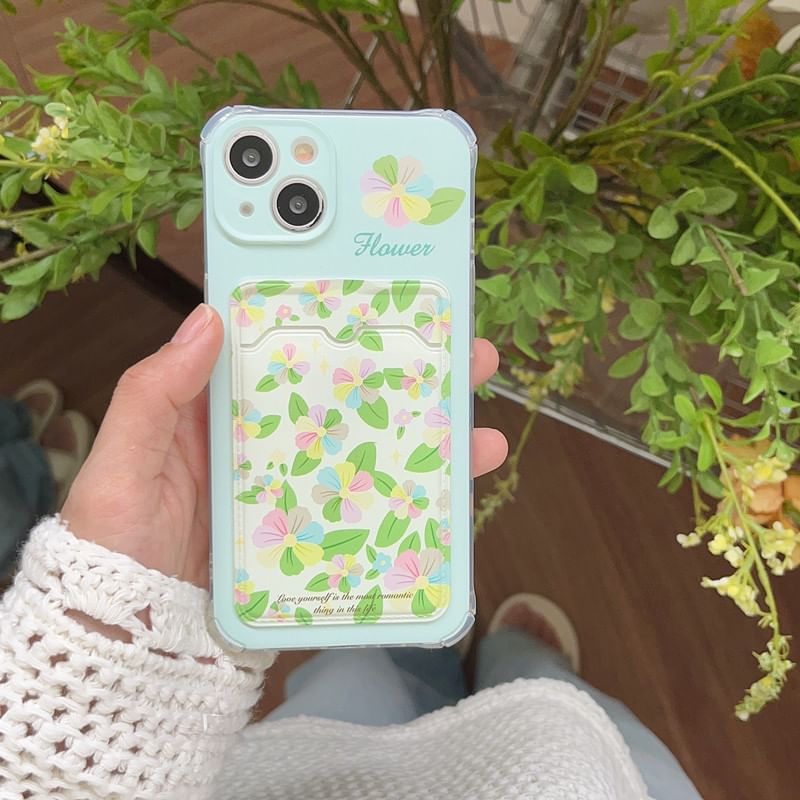 Case Holder Floral Strap Card Phone