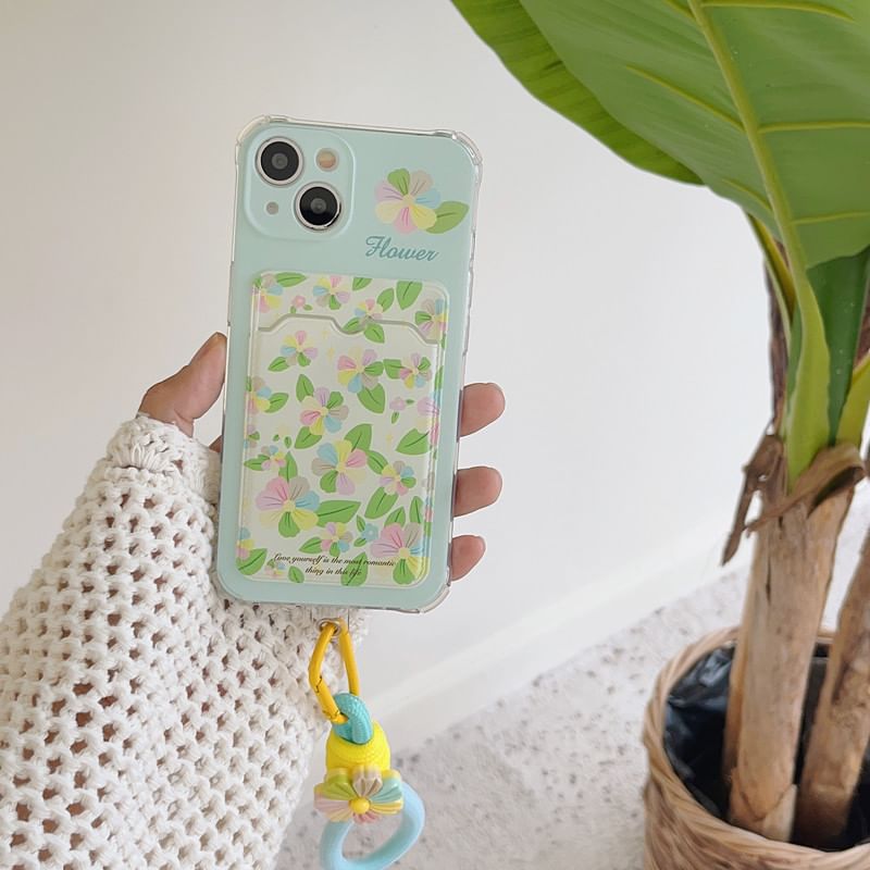 Case Holder Floral Strap Card Phone