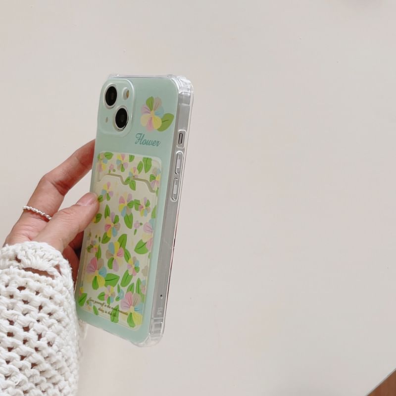 Case Holder Floral Strap Card Phone