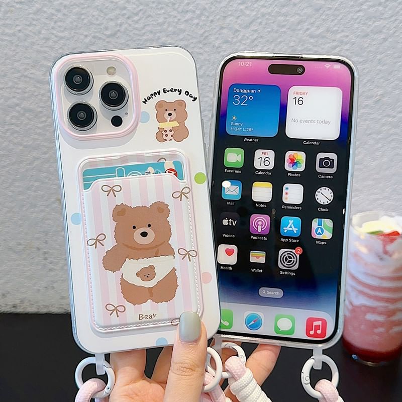 Bear Holder Phone Card Case Strap