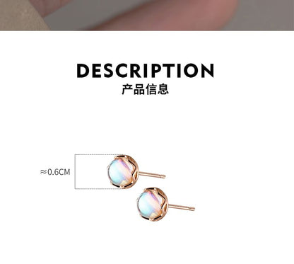 925 Sterling Silver Faux Moonstone Stud Earring