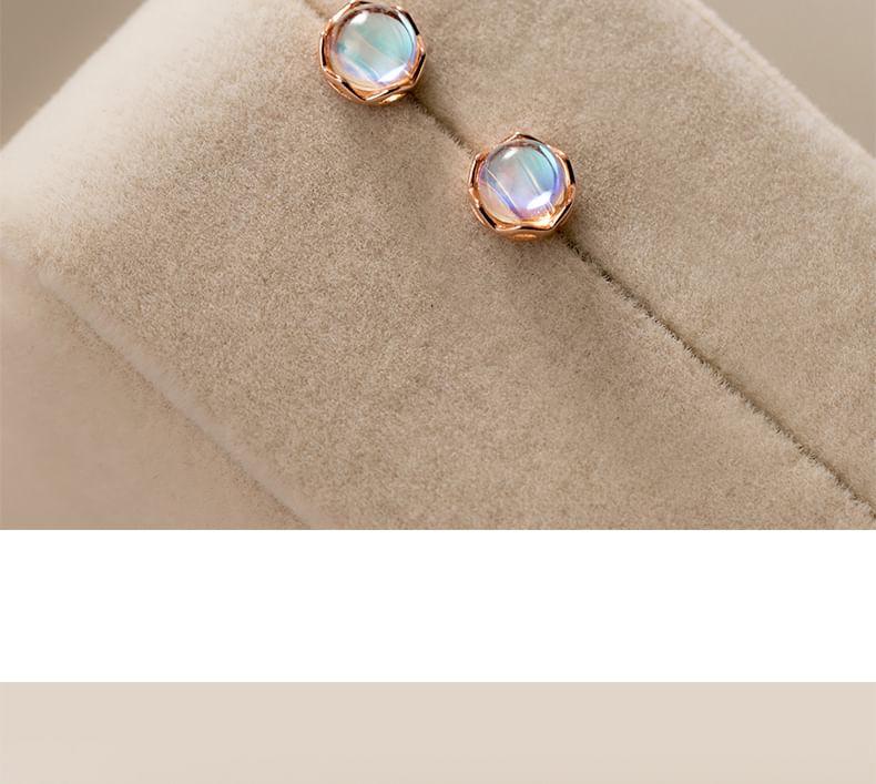 925 Sterling Silver Faux Moonstone Stud Earring