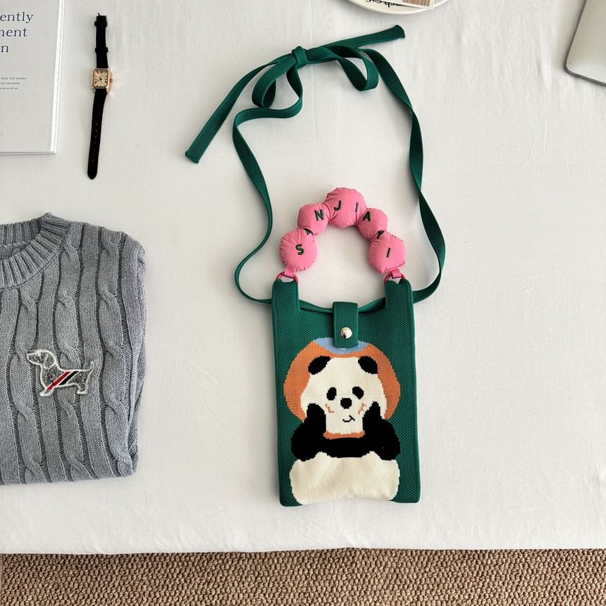 Print Knit Cartoon Handle Top Bag Donut Crossbody