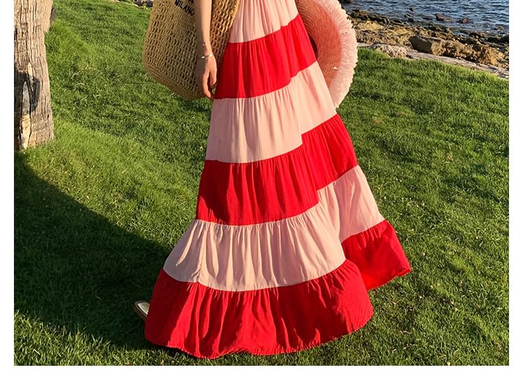 Maxi Halter Sundress Striped