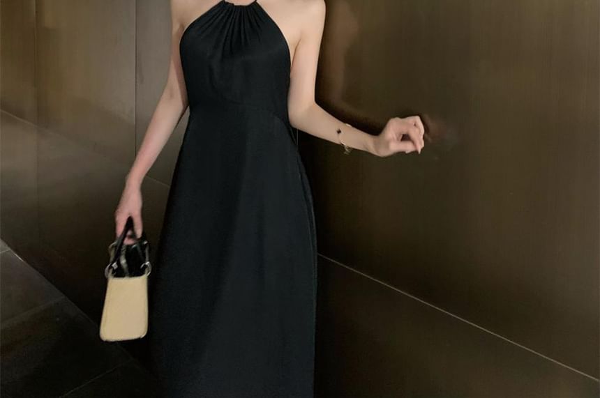 Halter Sundress Strappy Plain Maxi