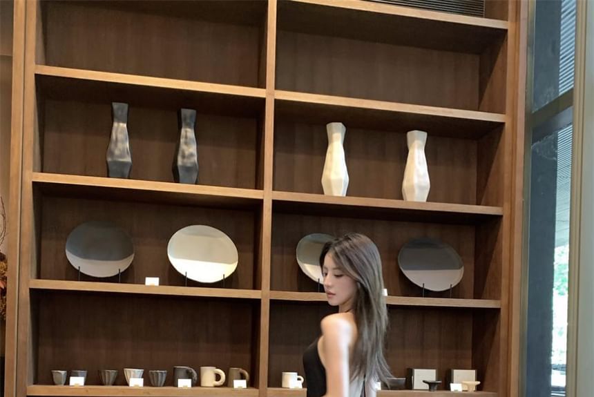 Halter Sundress Strappy Plain Maxi