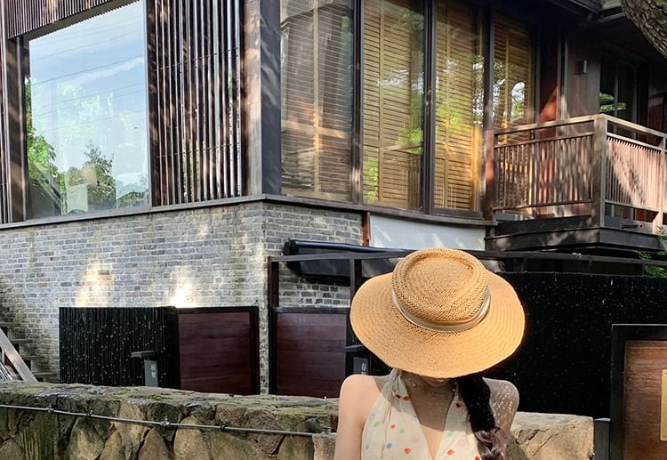 V-Neck Halter Dotted Dress Mini A-Line