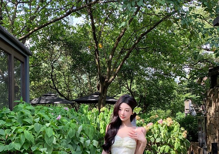 Dress Maxi Up Patterned Strap A-Line Spaghetti Print Lace