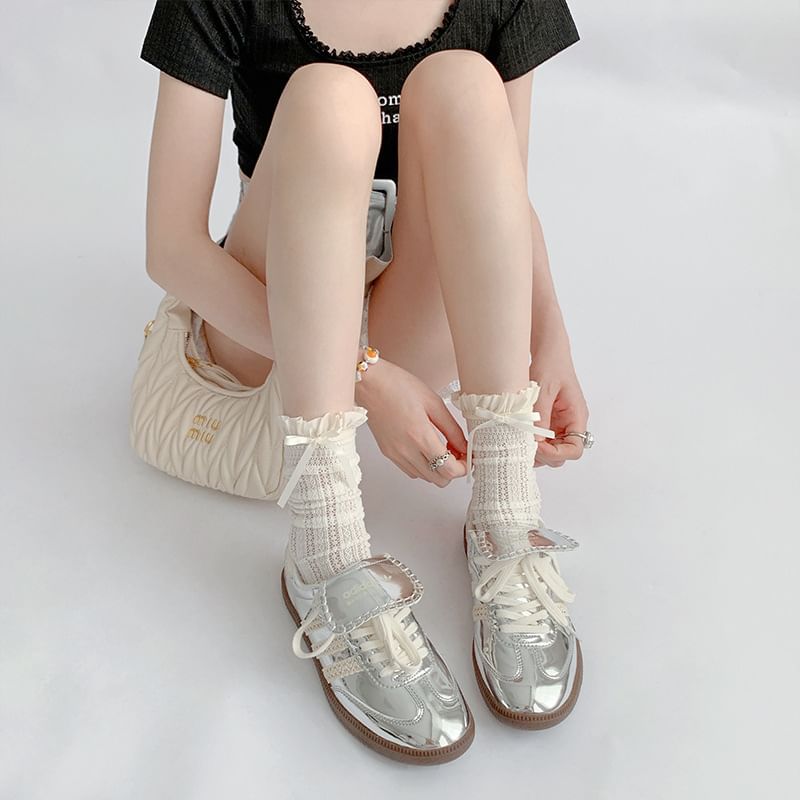 Ruffle Trimmed Knee High Socks Set