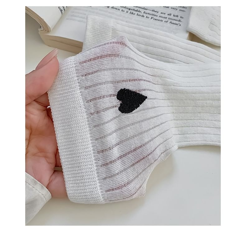 Heart Embroidered Cotton Socks Set