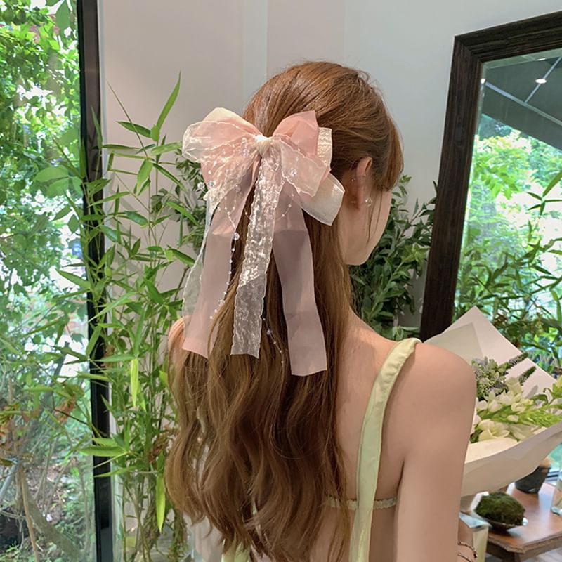 Ribbon Bow Accent Hair Claw