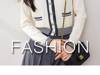 Sailor Collar Striped Cardigan