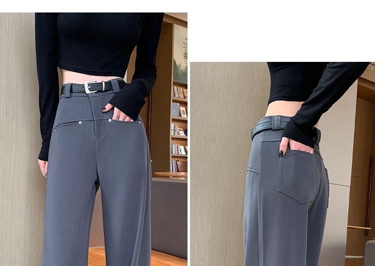 High Rise Plain Wide Leg Pants