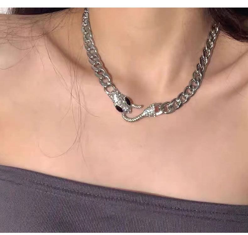 Snake Rhinestone Stainless Steel Choker