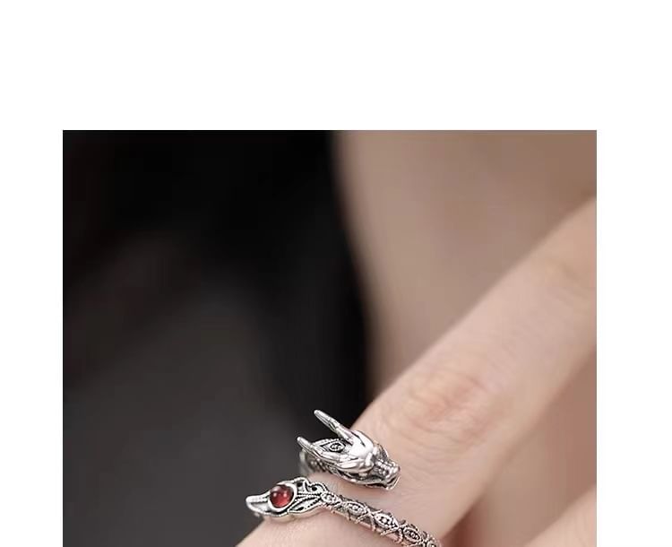 Sterling Silver Dragon Rhinestone Ring