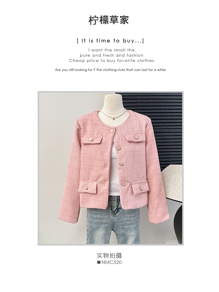 Crew-Neck Tweed Jacket