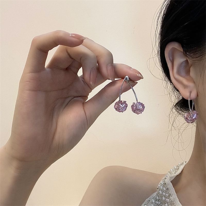 Drop Cherry Earring Rhinestone