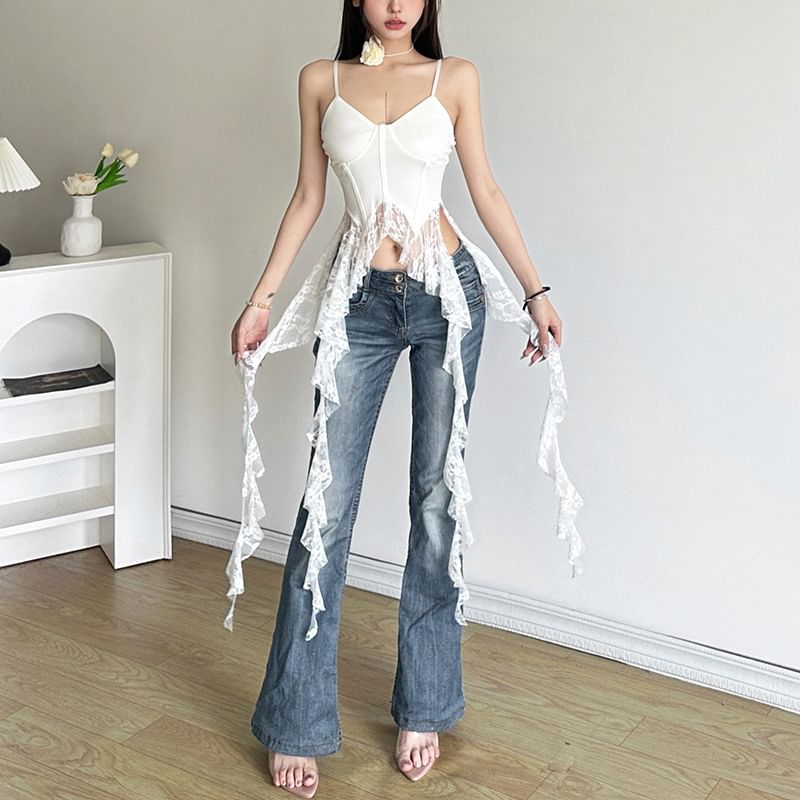 Ruffled Lace V-Neck Camisole