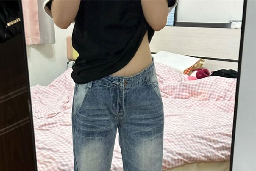 Low Waist Washed Wide Leg Jeans (Various Designs)