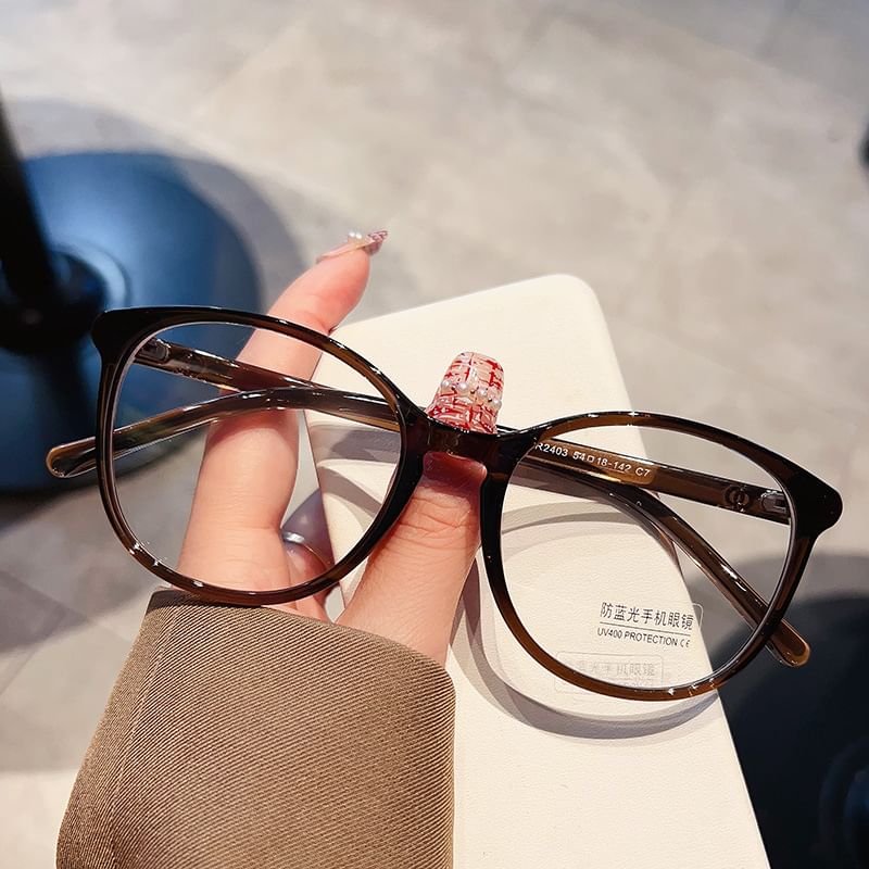 Blue Round Glasses Frame Blocking Light