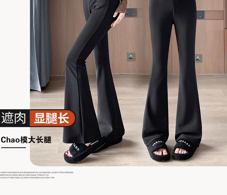 High Rise Plain Flared Dress Pants